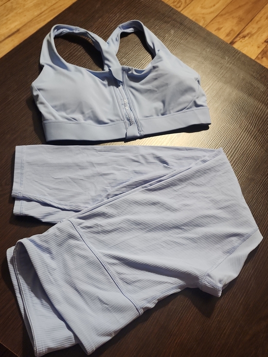 Avia Other - Light Blue Front-Zip Sports Bra & Leggings Set - Women Intimates